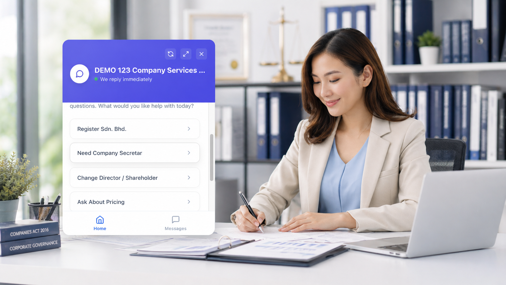 Company secretarial team handling repeated website enquiries