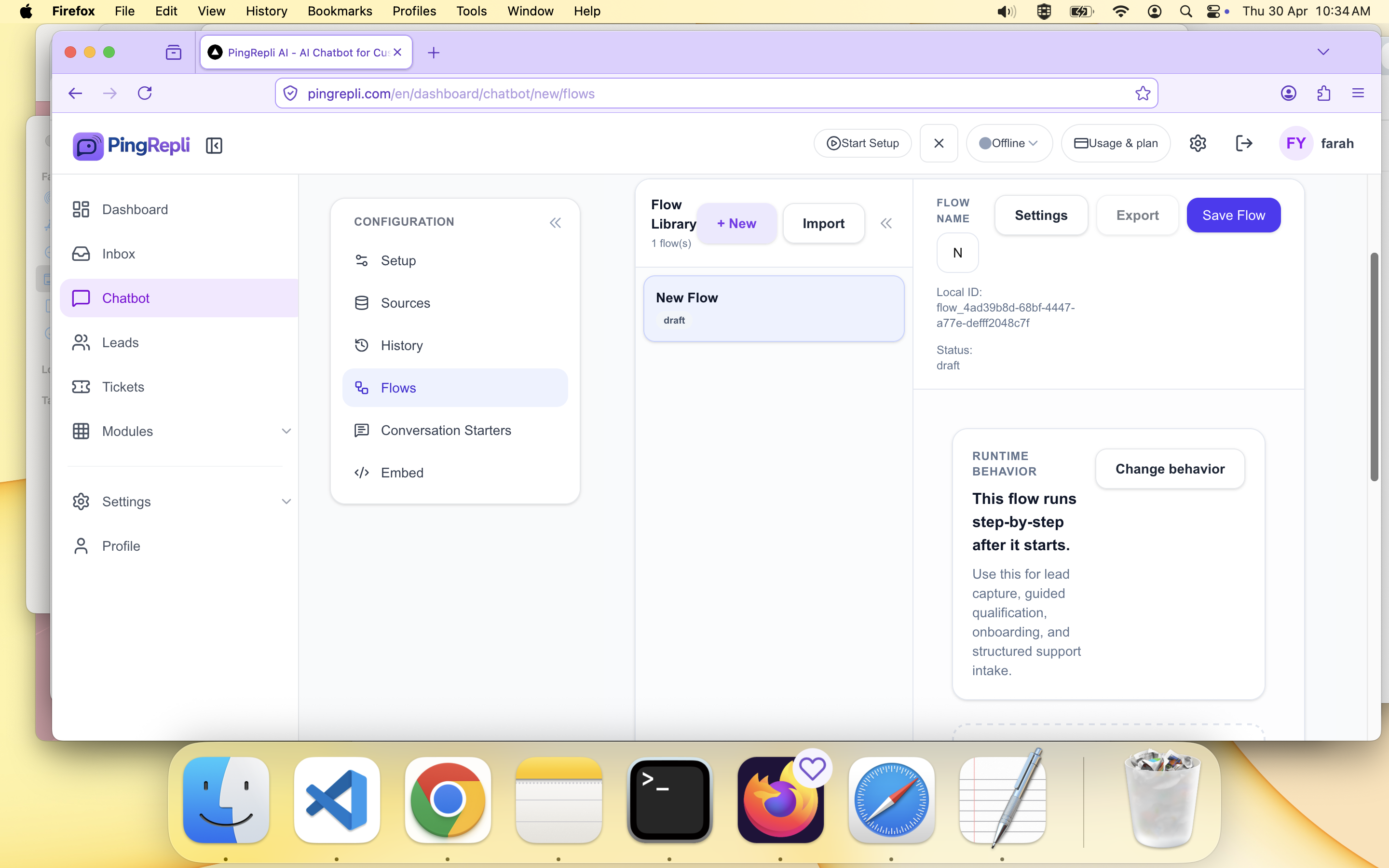 Flow builder canvas.