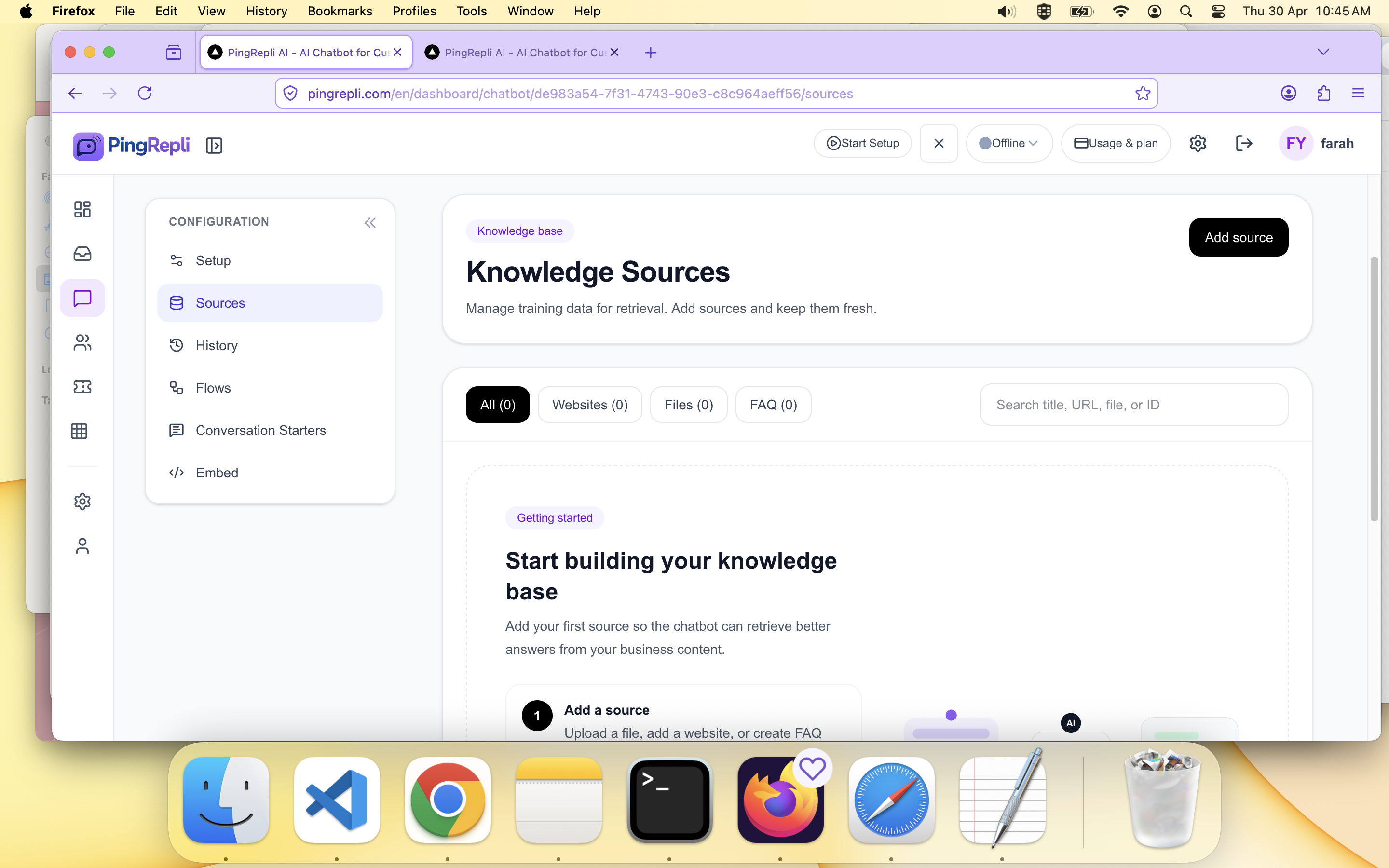 Knowledge source list.