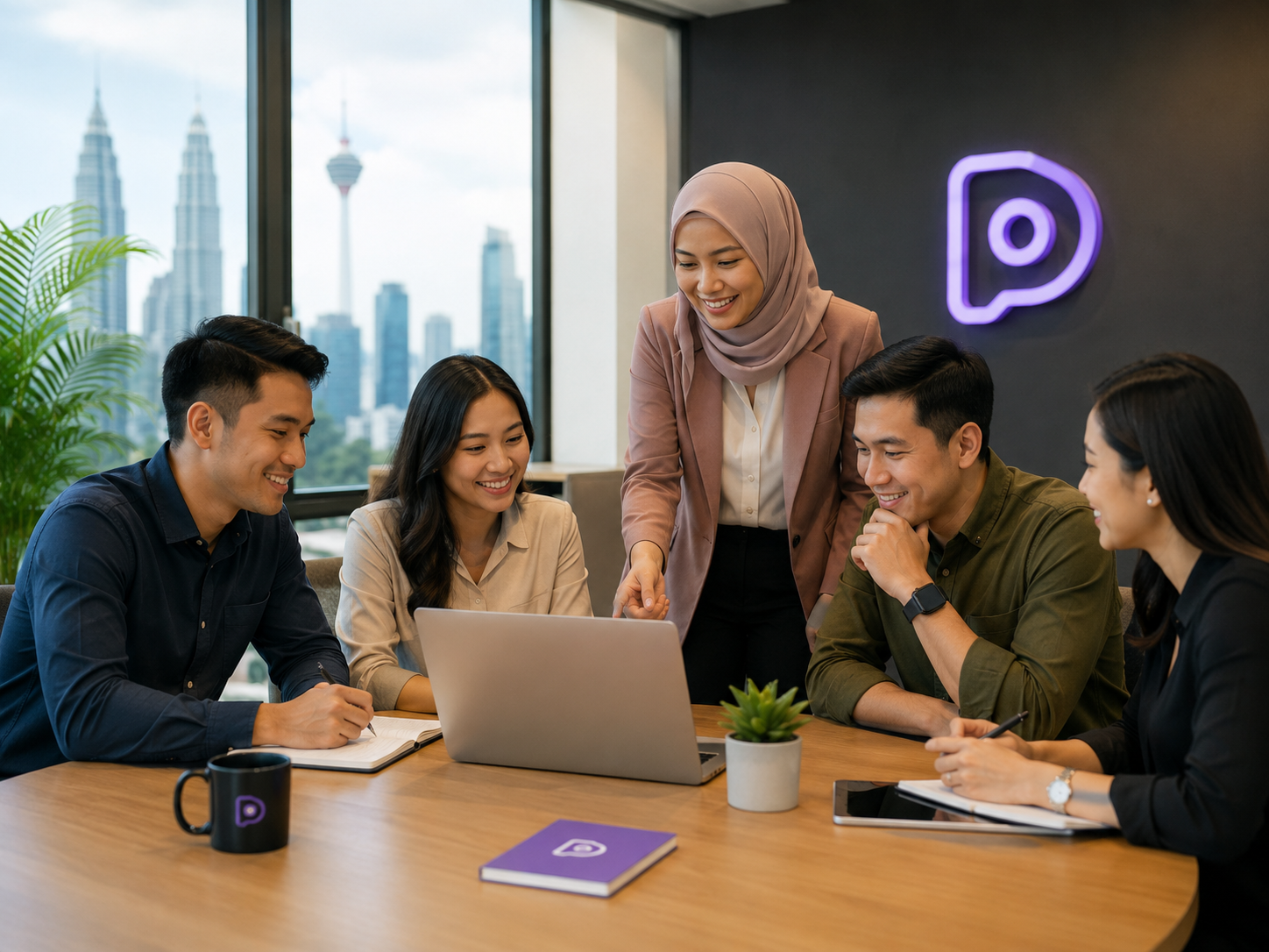 Customer support team discussing AI chatbot setup